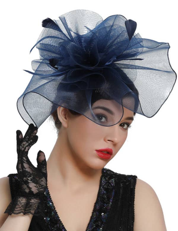 Navy Mesh Fascinator Hat