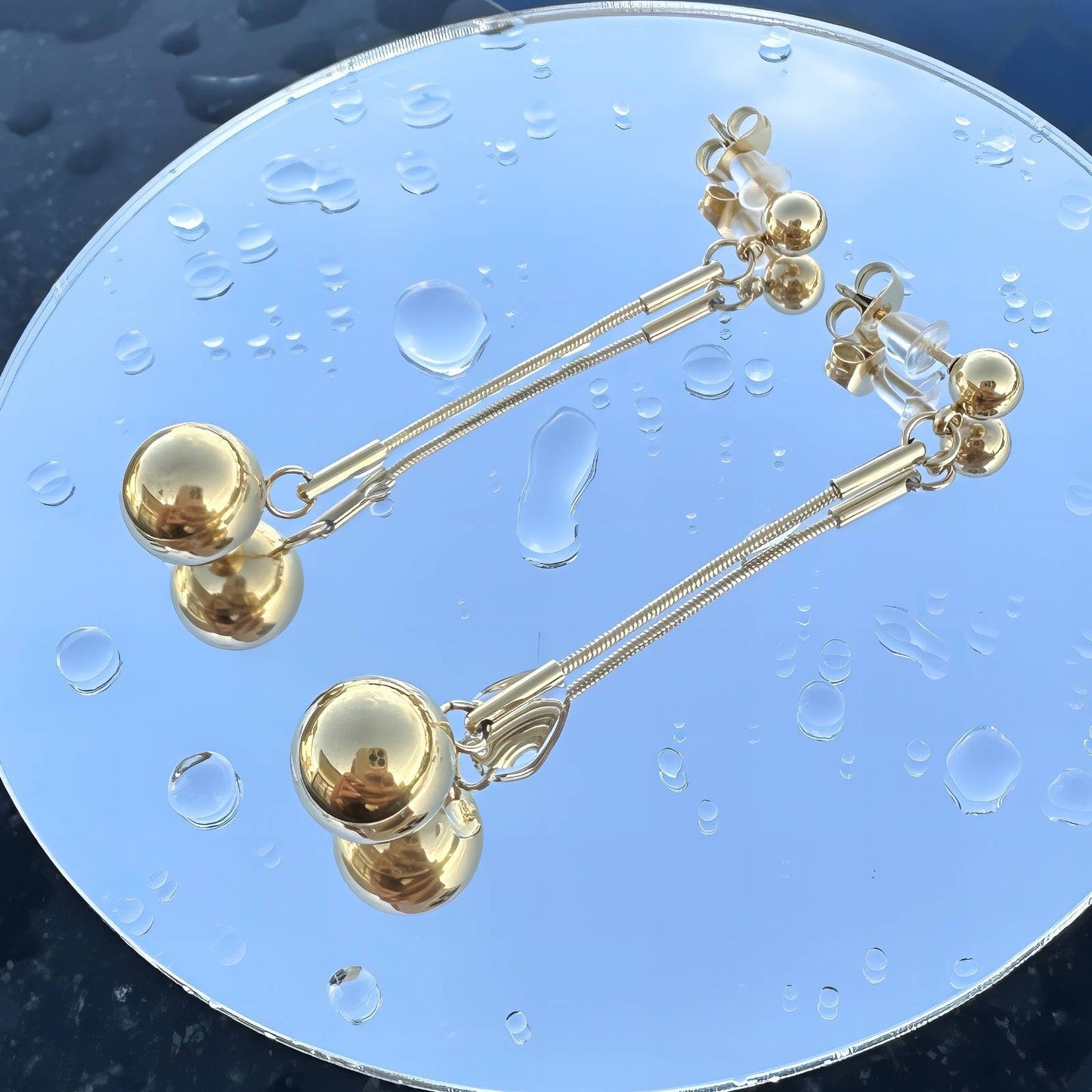 Long Drop Ball Earrings