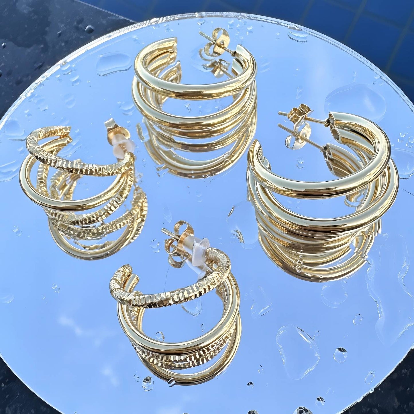 Triple Hoop Earrings.