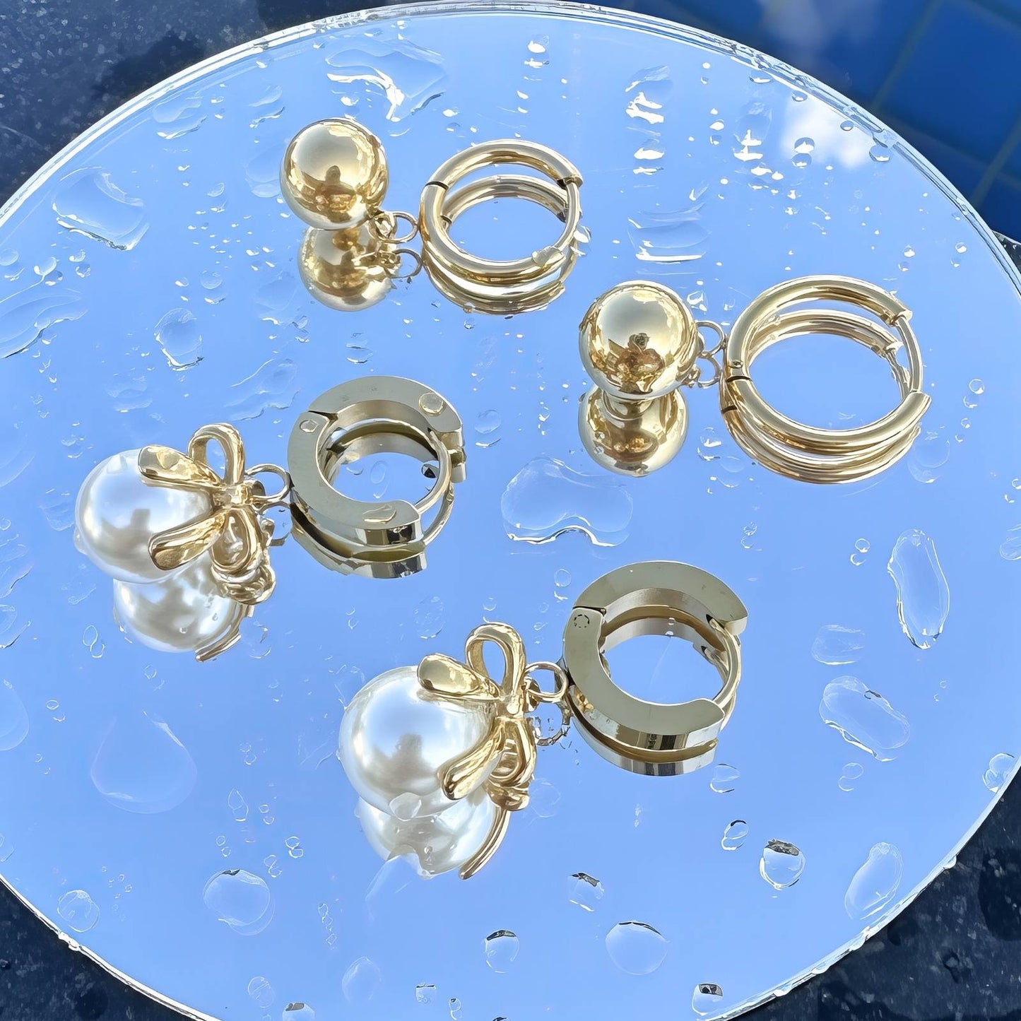 Hoop Earrings with Ball Charm