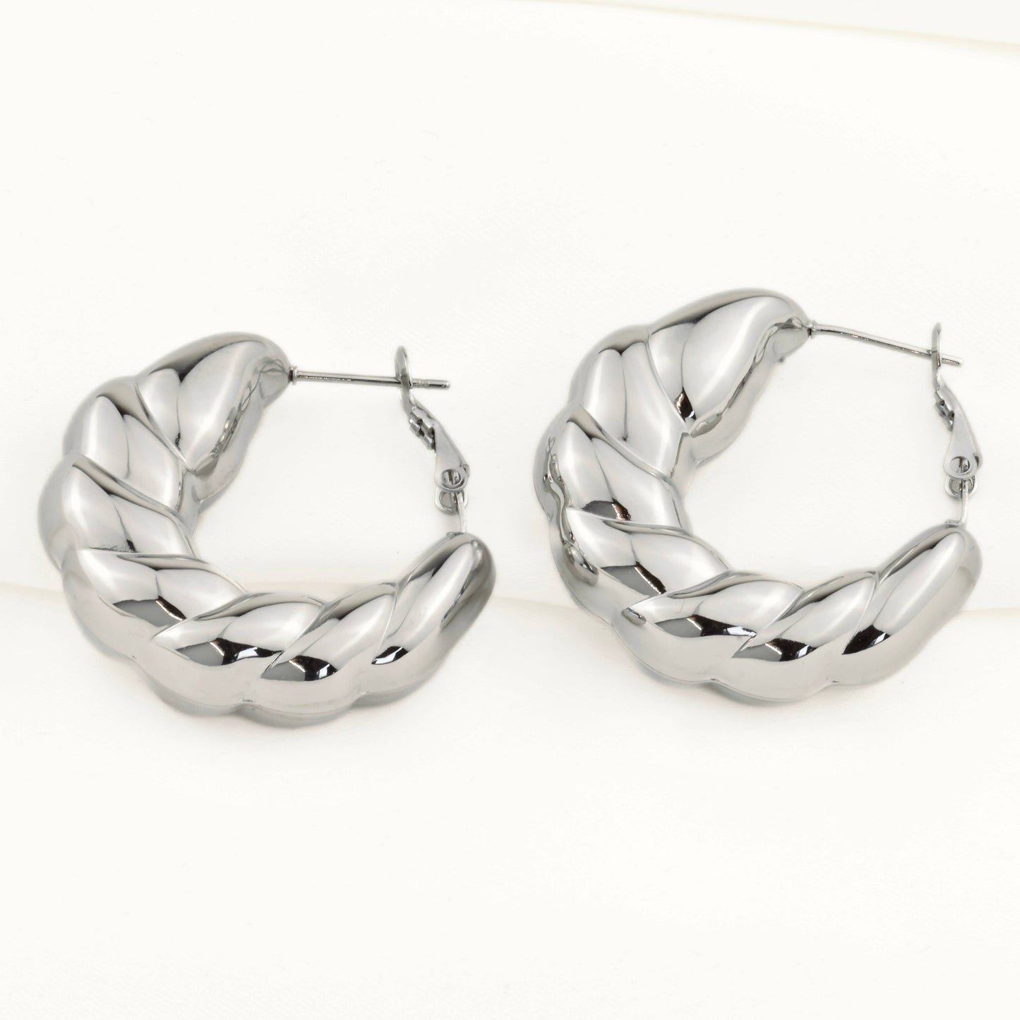 Gabriela Oversized Chunky Croissant Hoops - Thick Lightweight Hoops: Yellow Gold