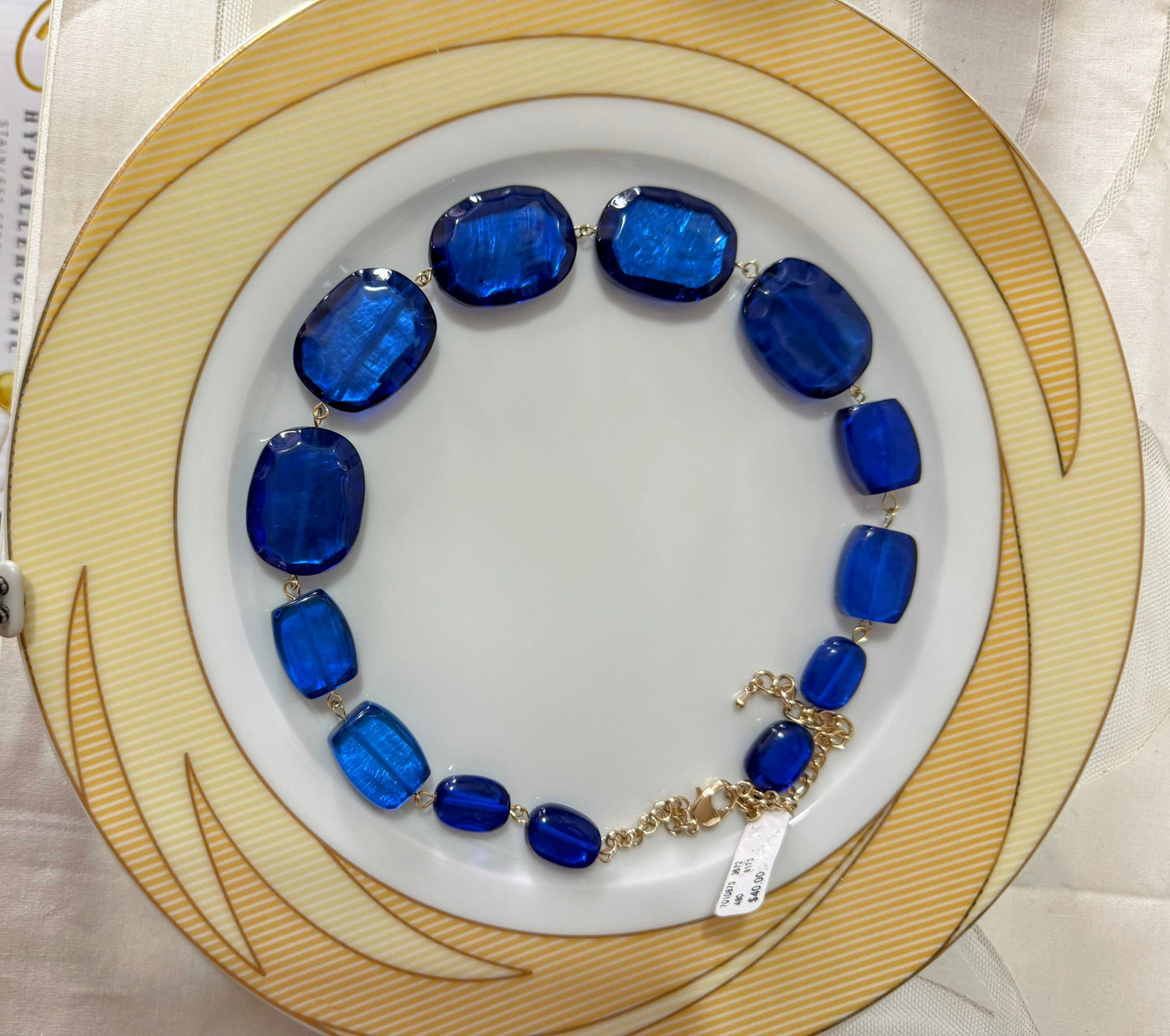 Blue Beaded Statement Necklace