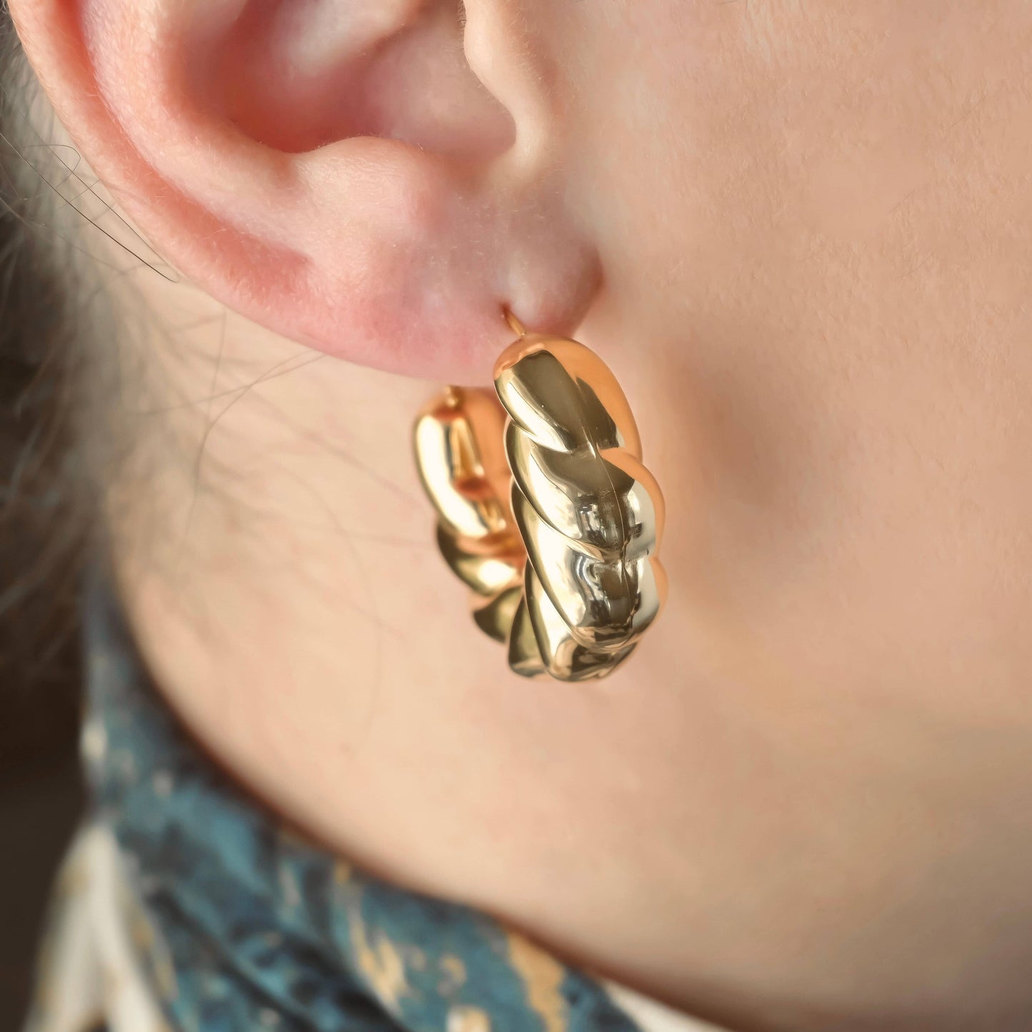 Aria Chunky Twisted Hoop Earrings