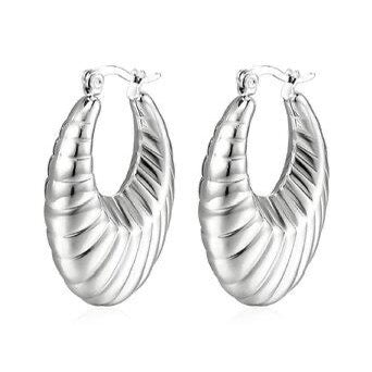 Silver Textured Hoop Earrings