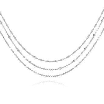 Silver Layered Beaded Necklace