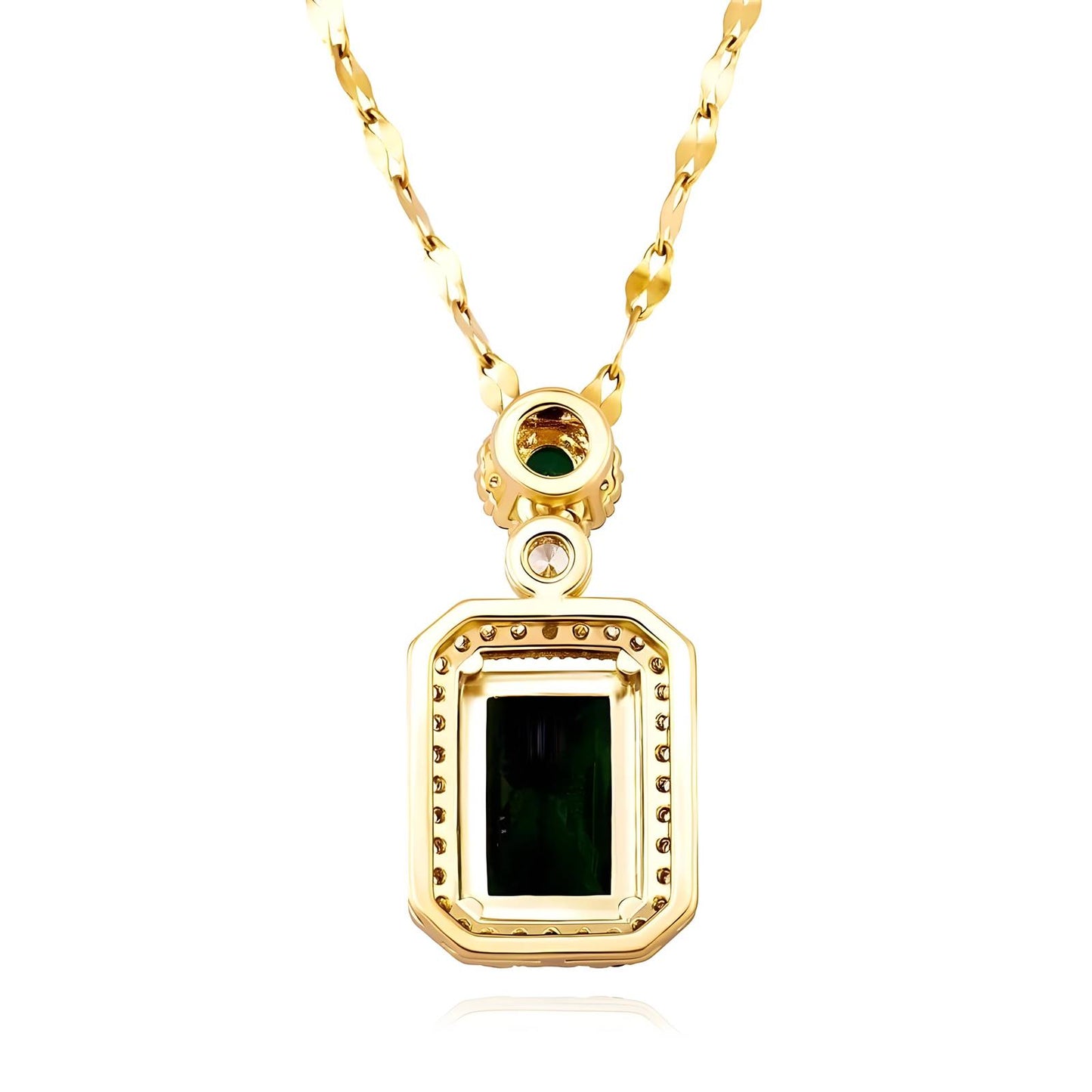 Gold Emerald and Diamond Pendant necklace