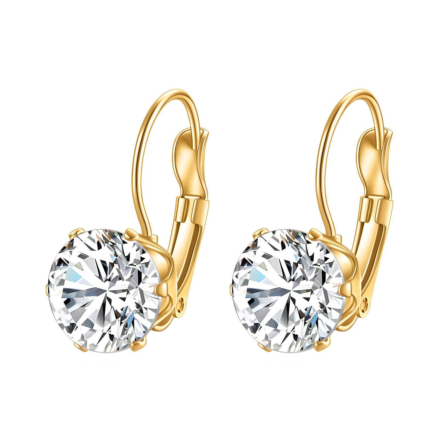 Lever back earrings with clear cubic zirconia