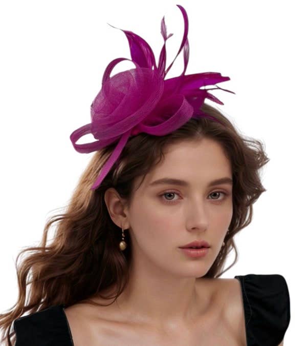 Hot Pink Feather Fascinator Headband