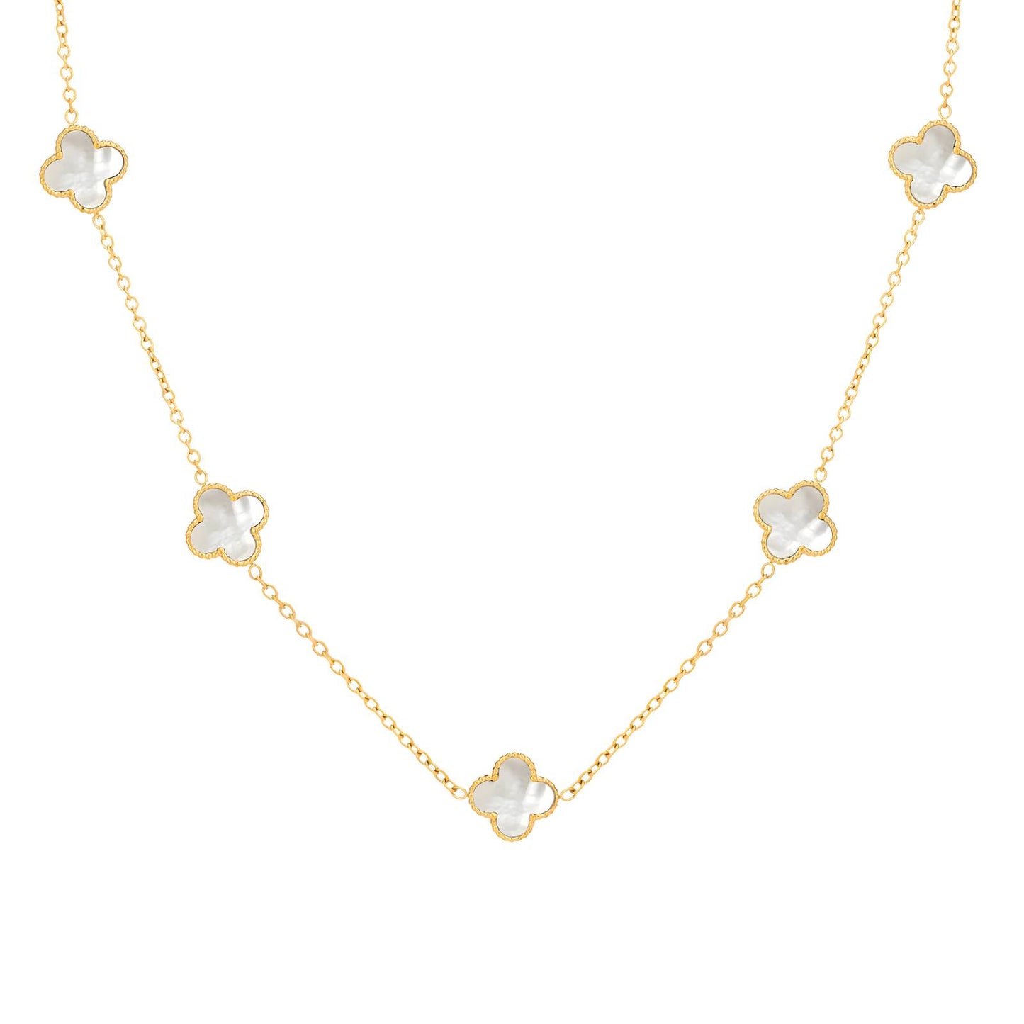 Gold tone Necklace with Mother Clover Charms