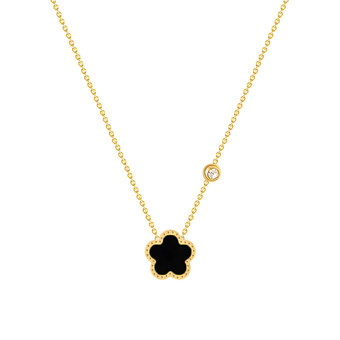 Flower Necklace with Crystal Accent
