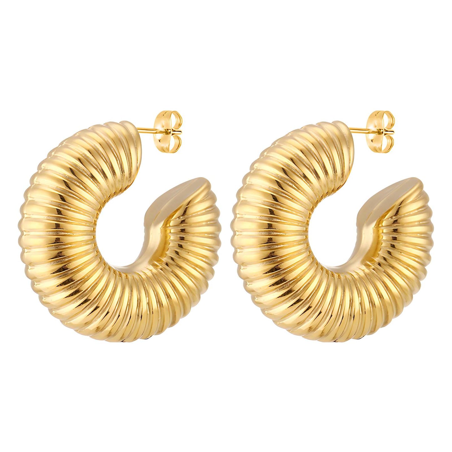 Ribbed hoop earrings