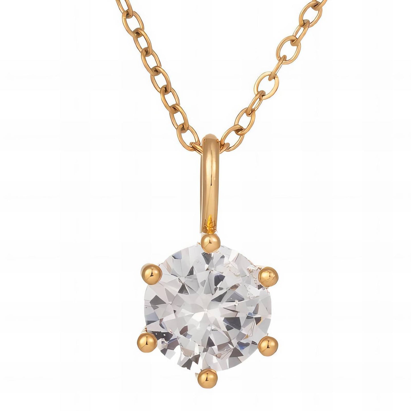 Round Cubic Zirconia Solitaire Pendant