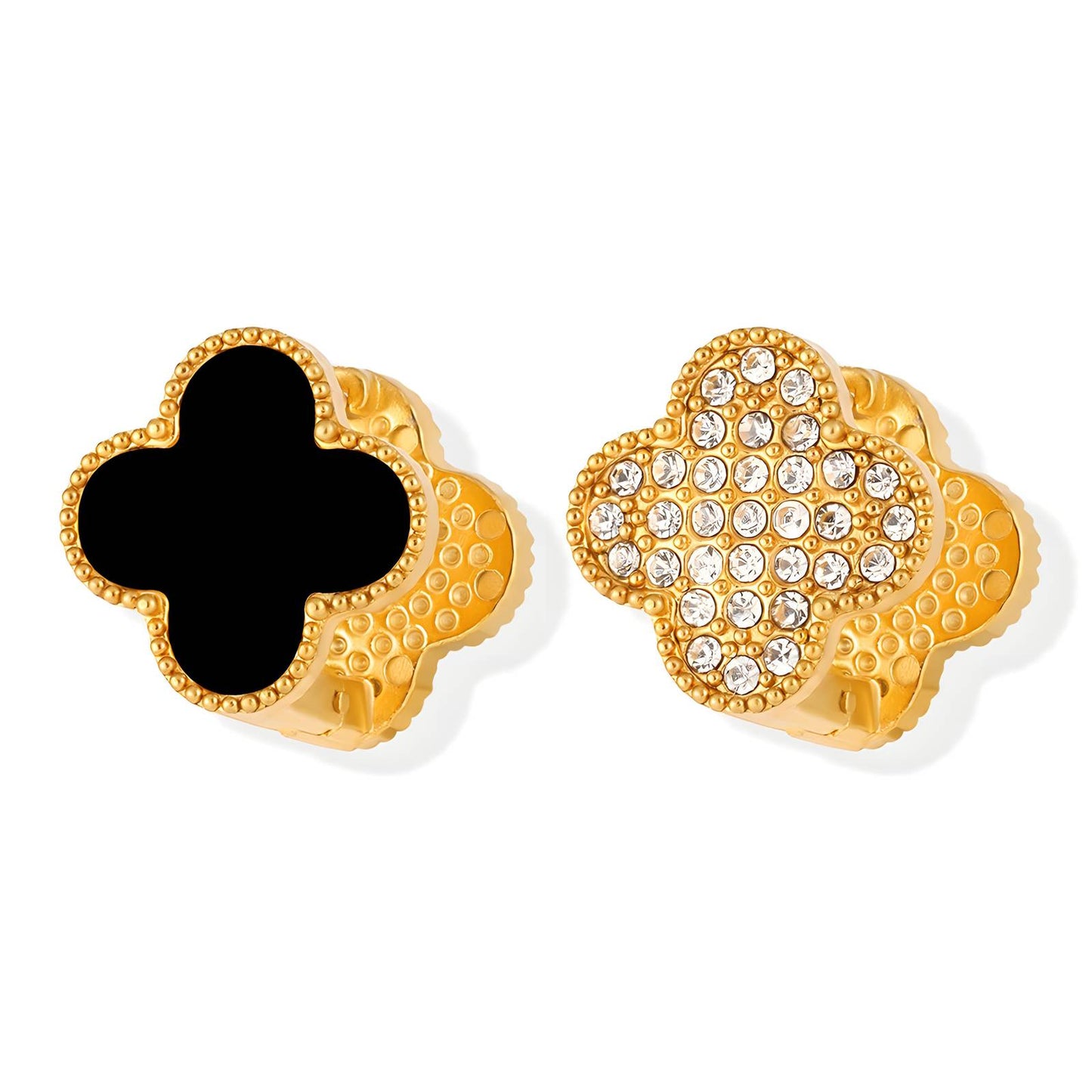 Clove Hearings with black and Crystal Accents.