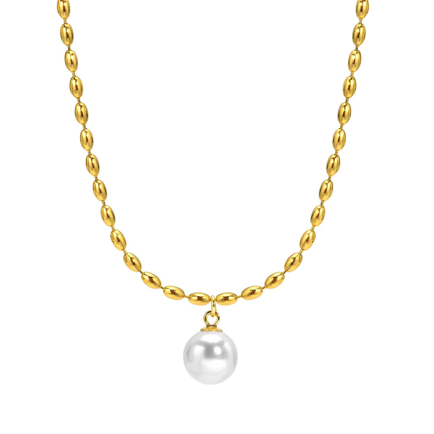 Beaded Chain with Pearl Pendant