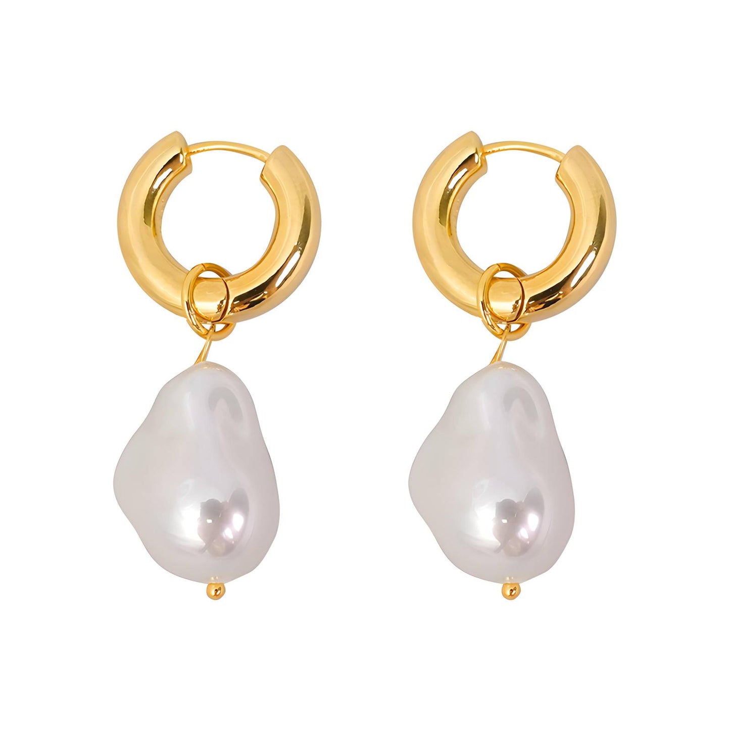 Hoop Earrings with Baroque Pearl Drop