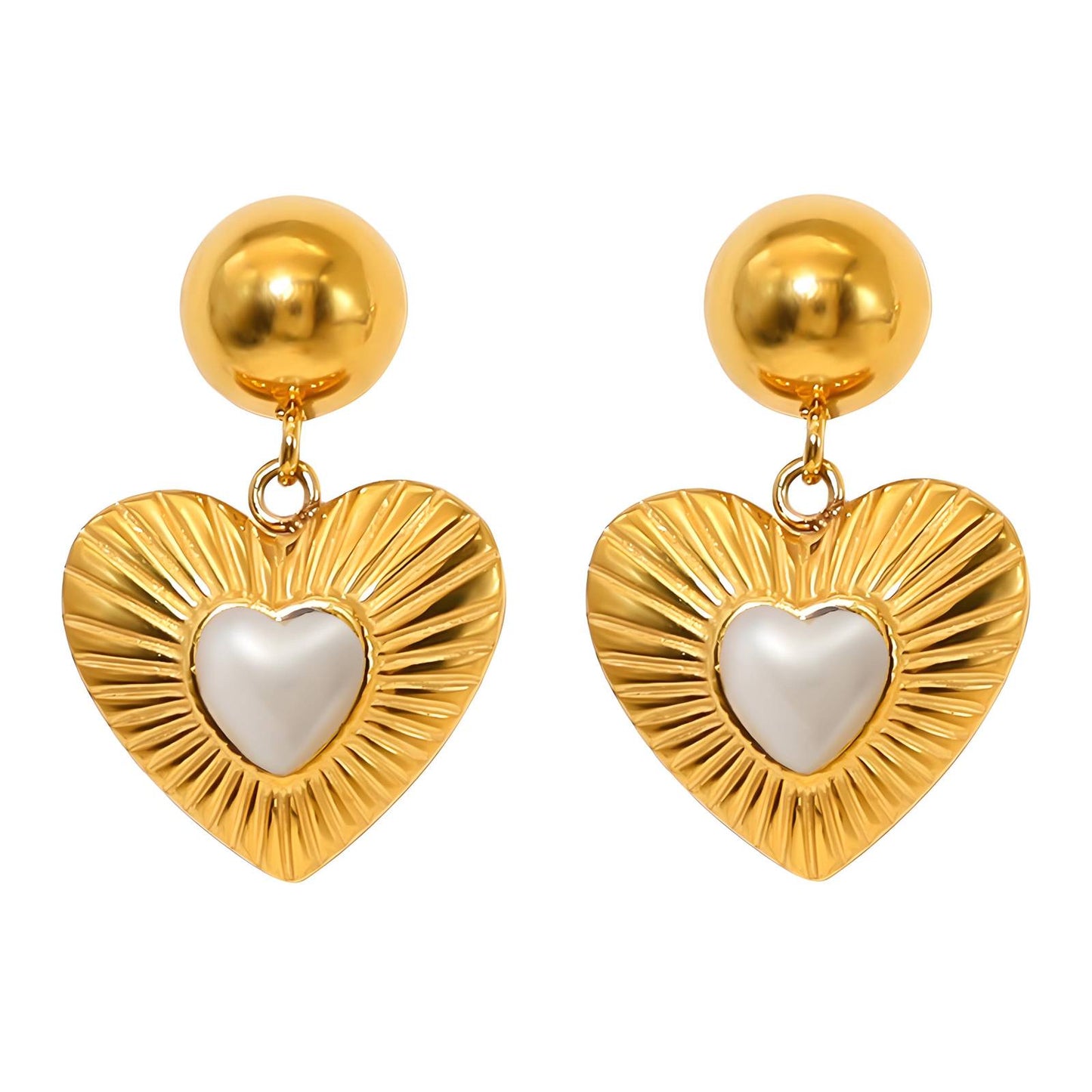 Heart Earrings with Pearl Center