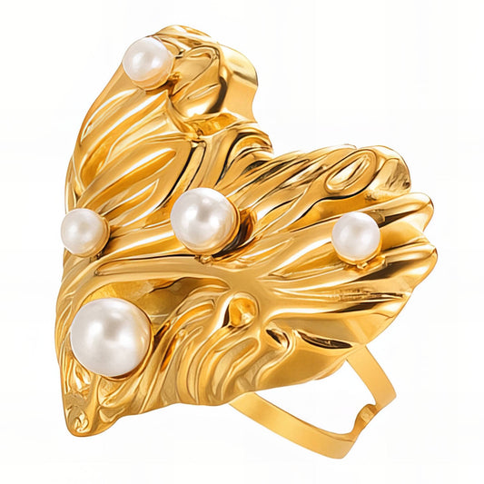 Heart Ring With Pearls