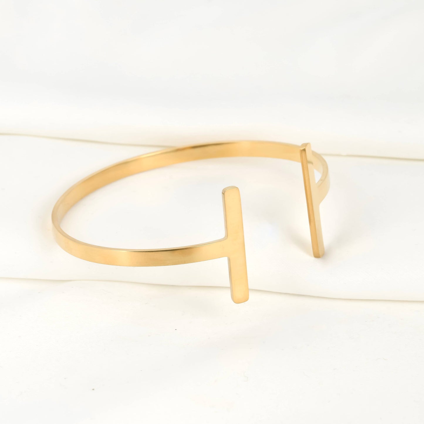 Maria 18k Gold Cuff Bracelets - X Cuff Bracelet - Bar Open Bangle: Criss Cross