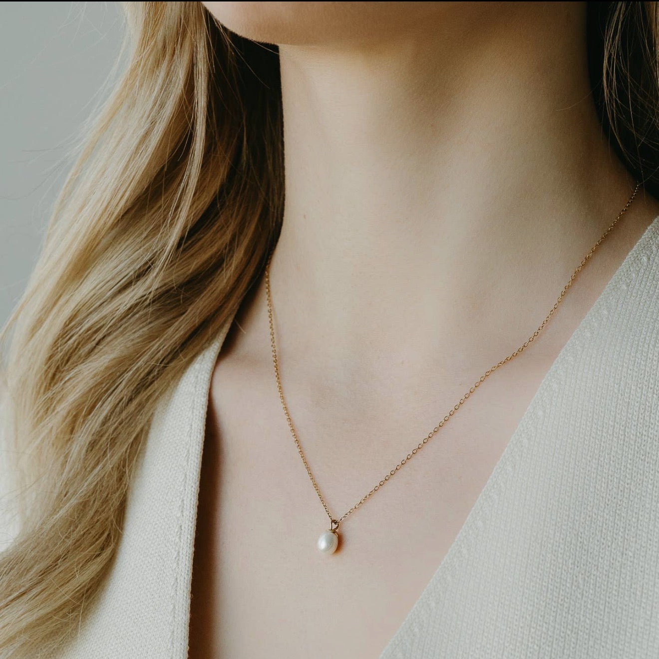 Dainty Gold Pearl Necklace