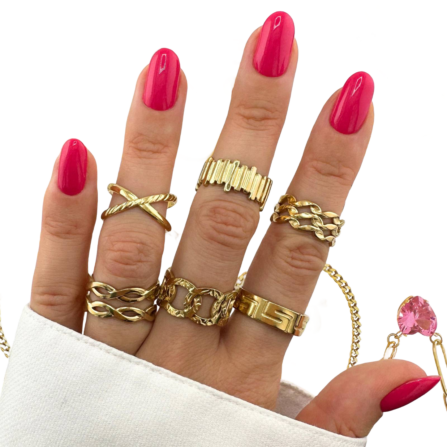 Gold-Tone open ring with Greek key design