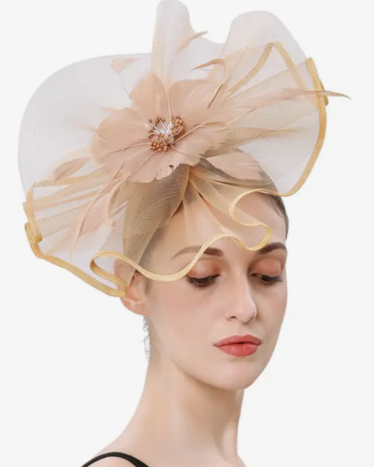 Champagne Flower Feather Fascinator