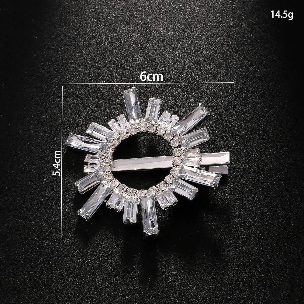 Briella Elegant Crystal Sunburst Hair Clip - Sparkling Rhinestone: Gold