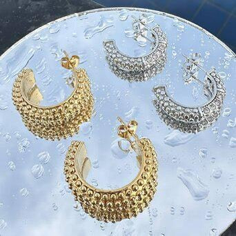 Sparkling Silver Half Hoop Earring.