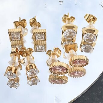 Gold-Tone Cubic Zirconia Stud Earrings