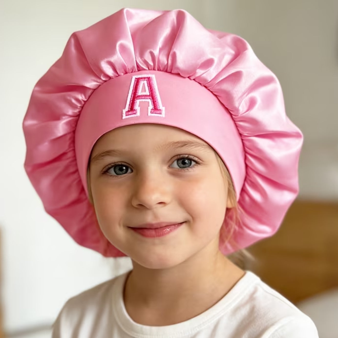 Kids’ Alphabet Satin Bonnet