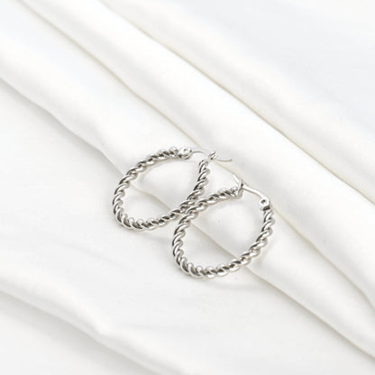 Lea Twisted Hoops - Tarnish-free 20 MM Thin Rope Hoop Earrings: Gold