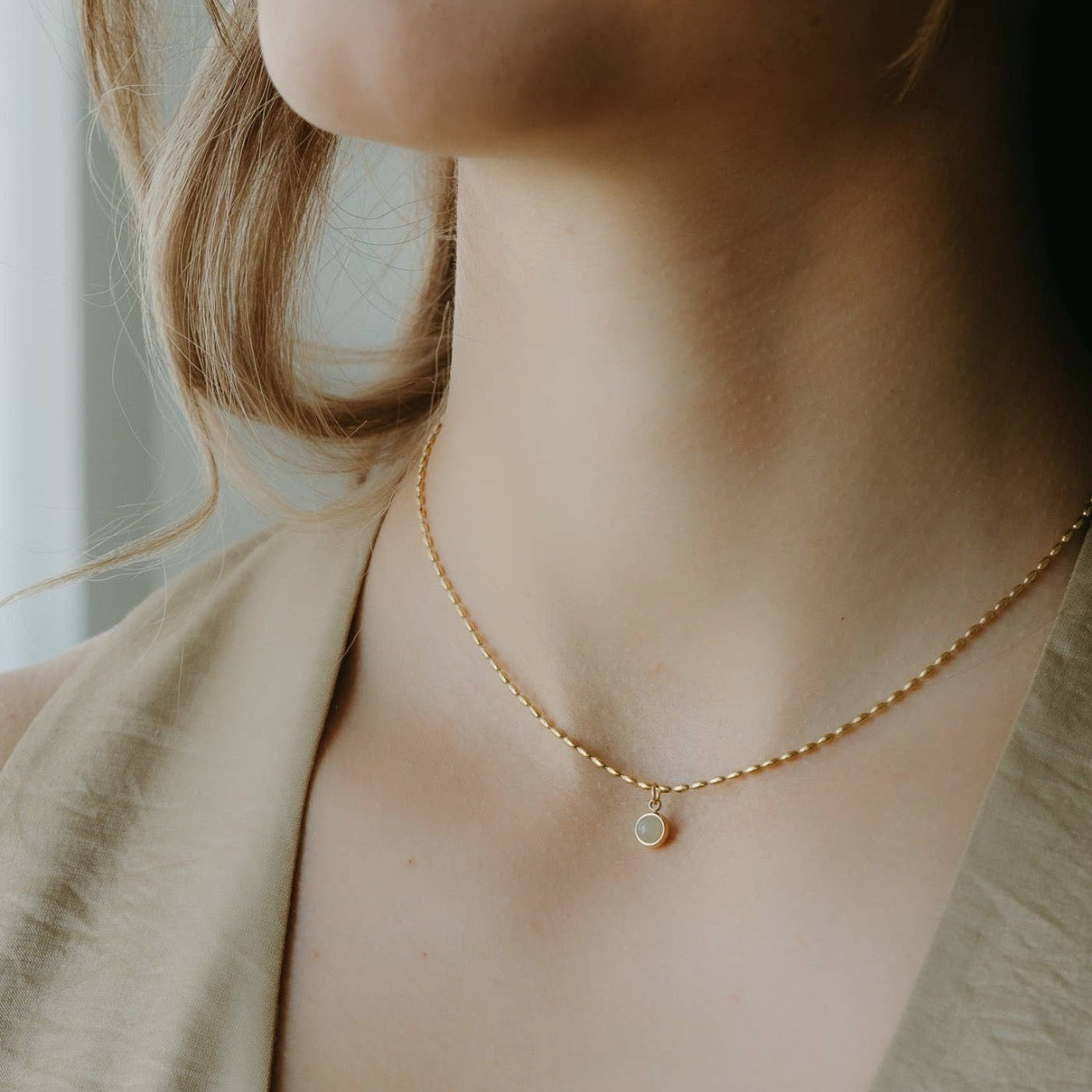 Moonstone Dainty Pendant Necklace