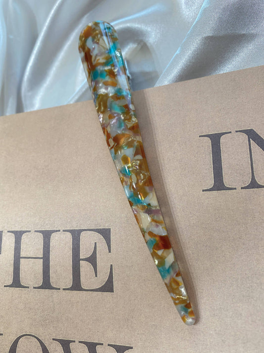 Chloe Acetate Hair Clips, Banana Hair Clip, Hair Accessories,Clip: Gold marble