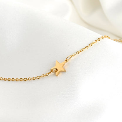 Eleanor Moon and Star Necklace- Waterproof Crescent Necklace : Silver