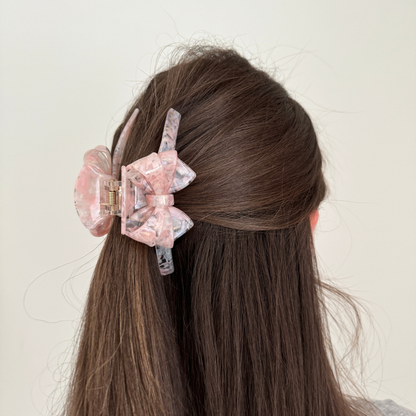 Arianne Cellulose Acetate Bow Hair Claw Clips: Blue