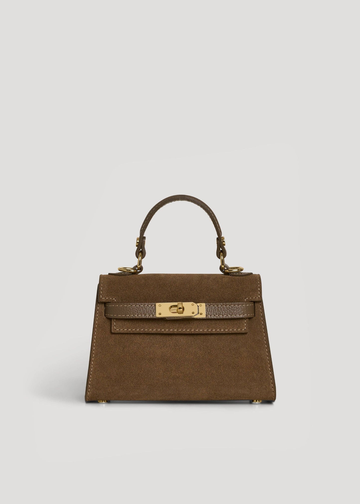 Victoria Bag in Taupe Suede and Dollar Leather