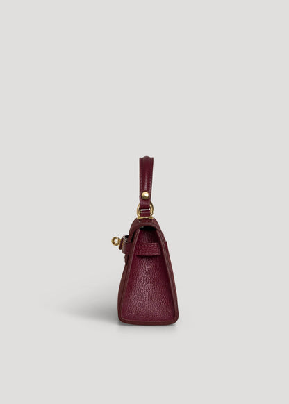 Victoria Bag in Burgundy Suede and Dollar Leather