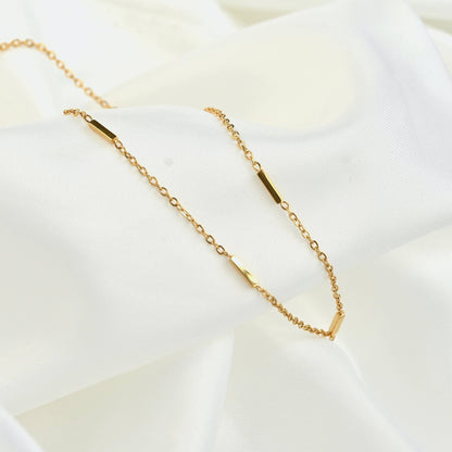Coline Tube Beaded Chain Necklace - Dainty Gold Satellite Chain