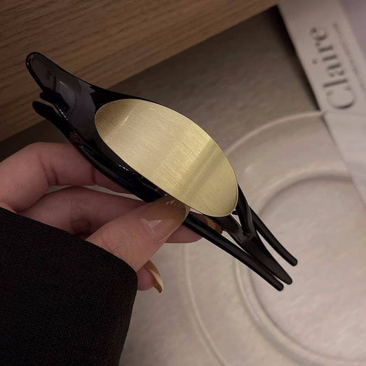 Ticia Hair Clip, Black Hair Clip, Gold Hair Clip, Thick Hair: Oval