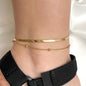 Willice Layered Herringbone Anklet - Double Layer Dainty Gold Anklet