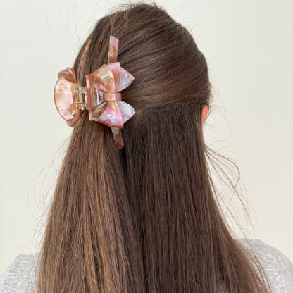 Arianne Cellulose Acetate Bow Hair Claw Clips: Pink