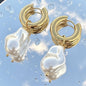 Hoop Earrings with Baroque Pearl Drop