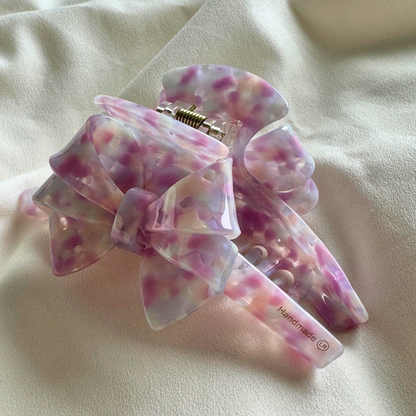 Arianne Cellulose Acetate Bow Hair Claw Clips: Blue