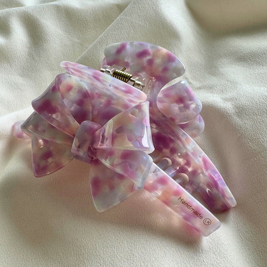 Arianne Cellulose Acetate Bow Hair Claw Clips: Purple