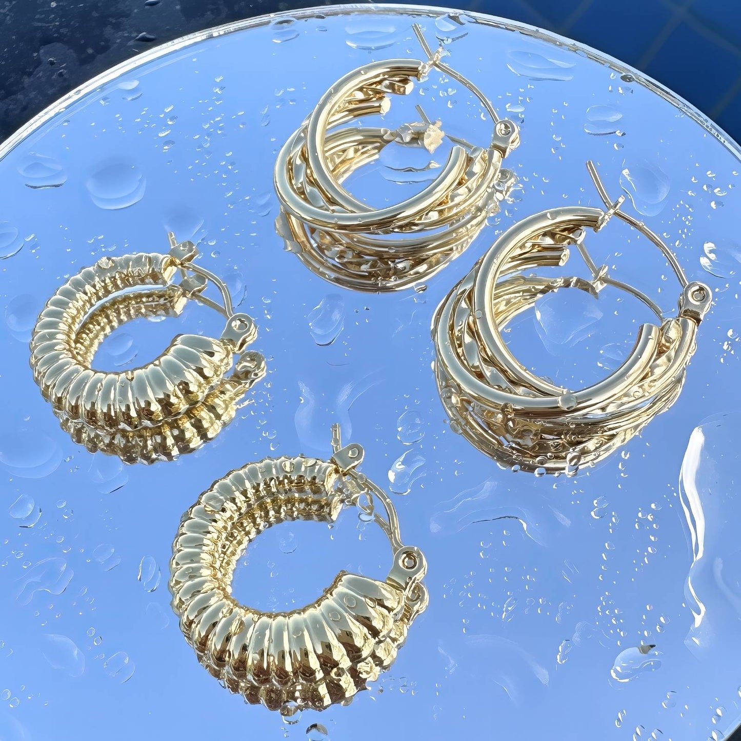 Lidia 18k Gold Earrings, 18K Gold Plated Steel