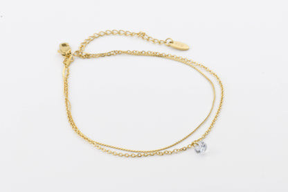 Vivian Dainty CZ Anklet - 18k Gold Diamond Ankle Bracelet -