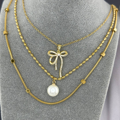 Beaded Chain with Pearl Pendant