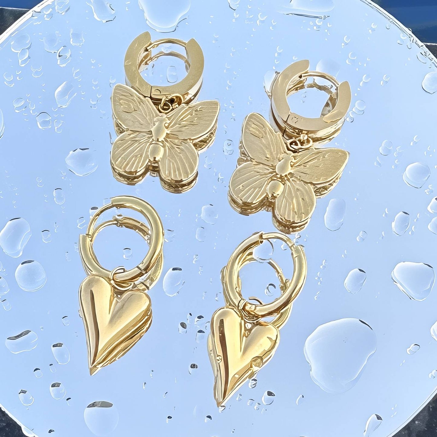 Heart Charm Hoop Earrings
