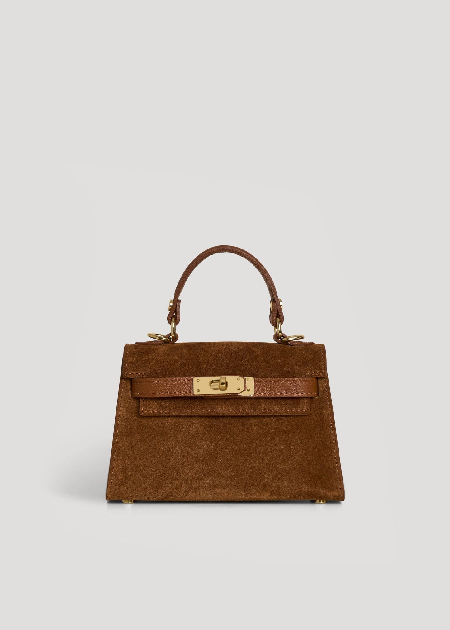 Victoria Bag in Tan Suede and Dollar Leather