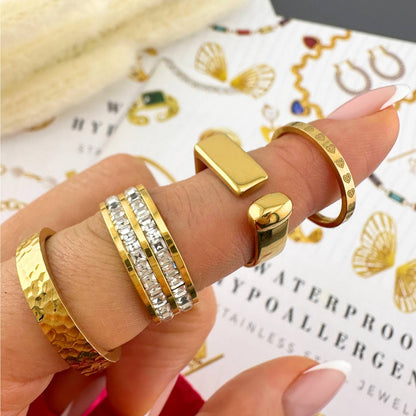 Ring, 18K Gold Plated Steel