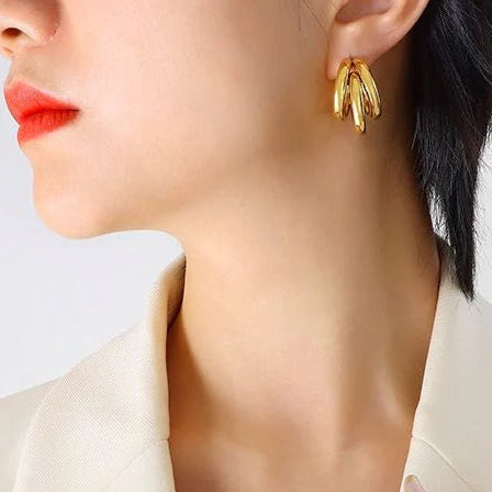 Triple Hoop Earrings.